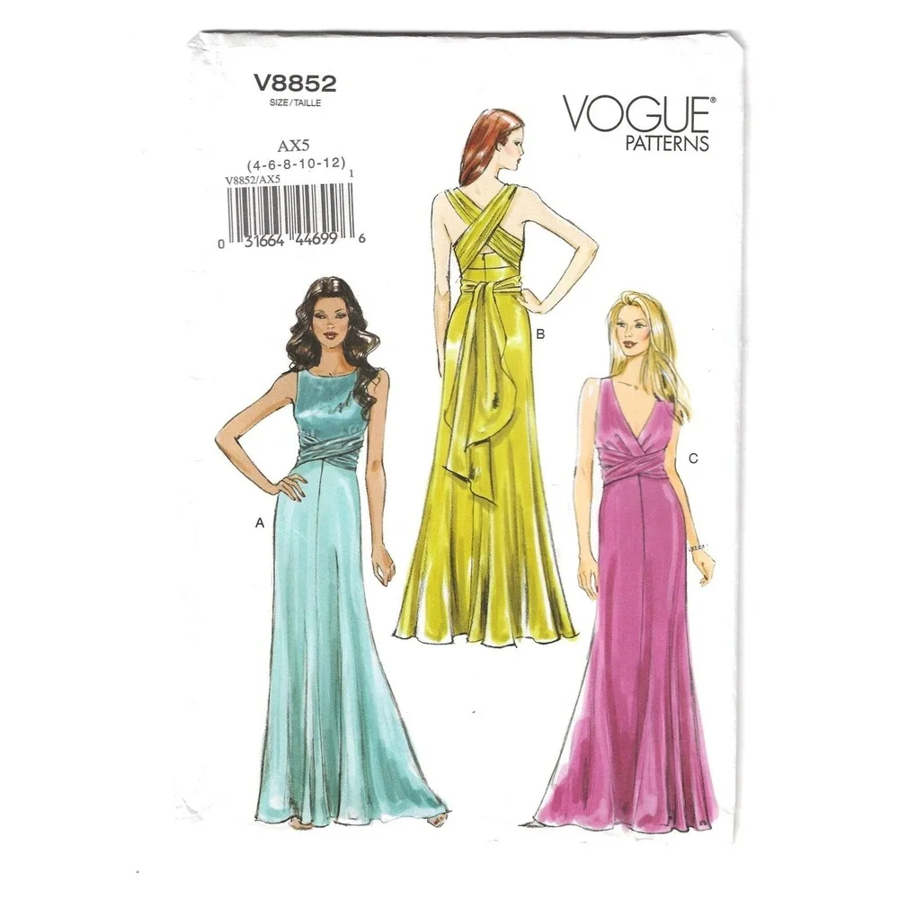 Vogue 8852 Misses' Dress Size‎ AX5 4-6-8-10-12 Average Sewing Pattern Uncut